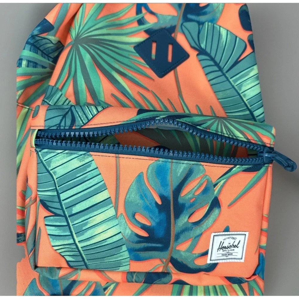 Herschel Heritage Youth Backpack Tangerine Palm Leaves Tropical Quality NEW Tags